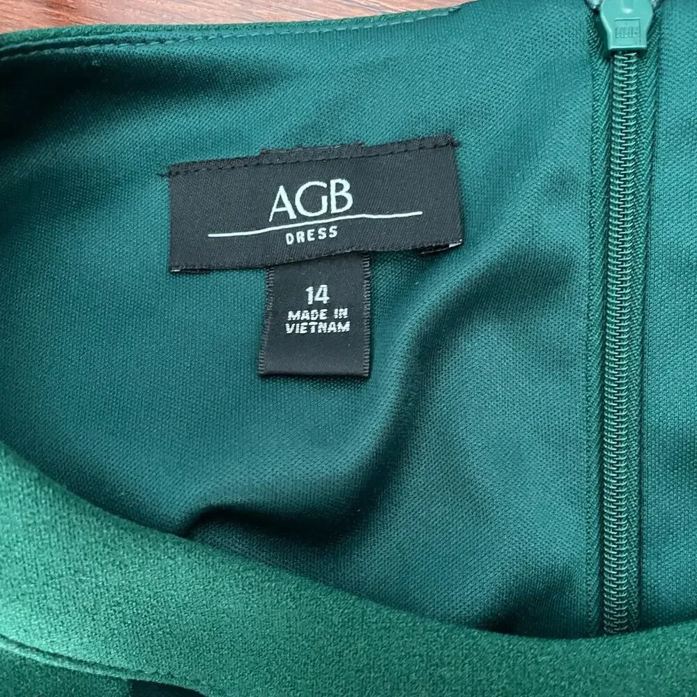 AGB Women's Hunter Green Scuba Crepe Cut Out‎ Fit N Flare Dress Size 14